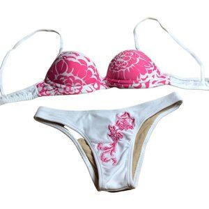 Floral Pink and White Bikini Set